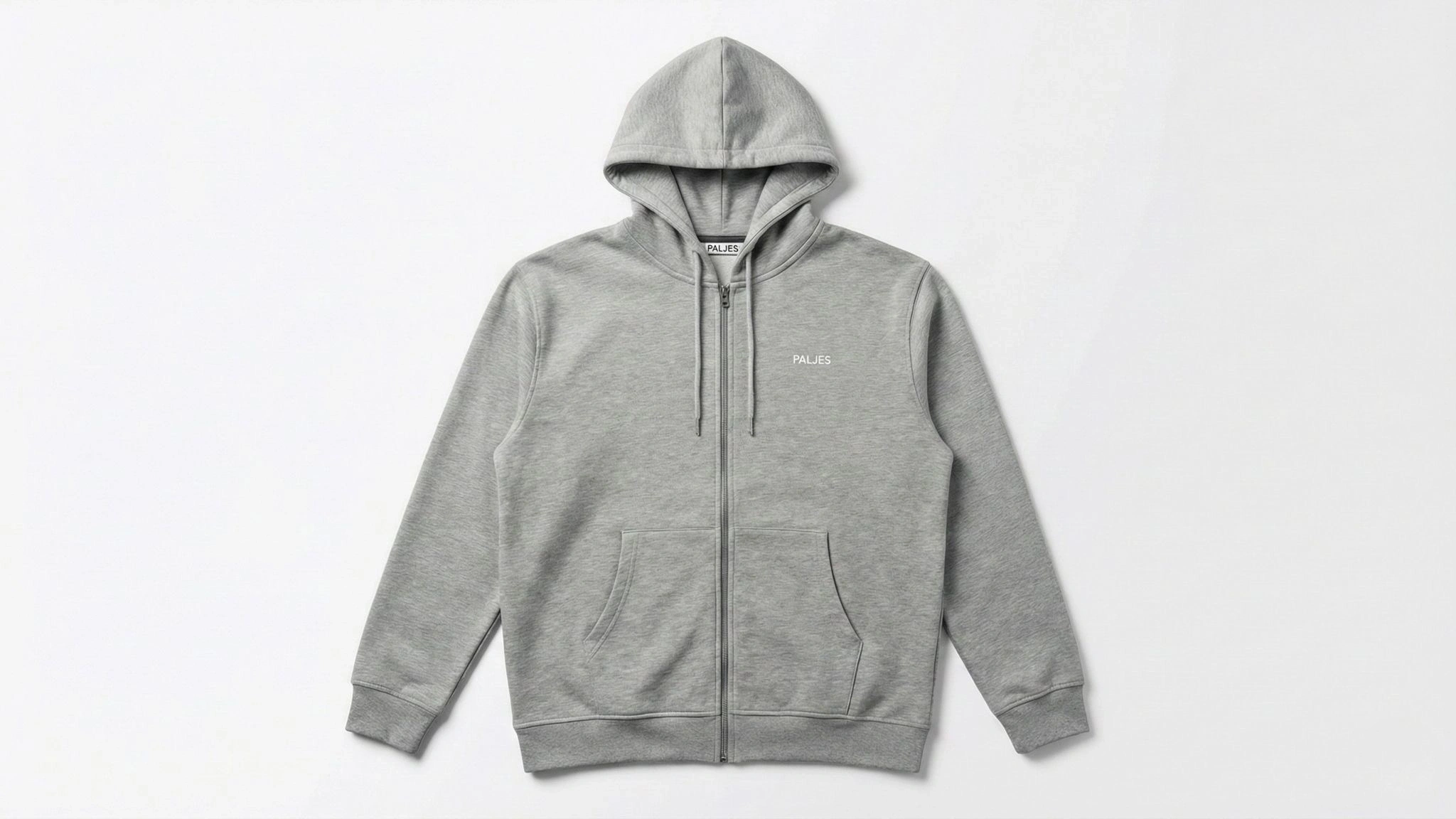 Paljes Premium Pamuk Gri Fermuarlı Hoodie