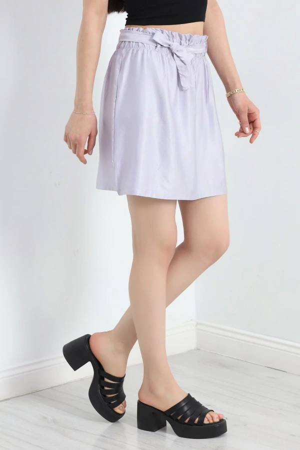 Kadın Kuşaklı Mini Etek Duman Gri Renk