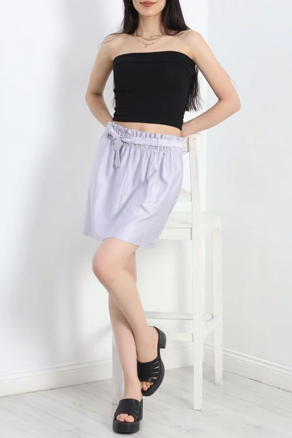 Kadın Kuşaklı Mini Etek Duman Gri Renk