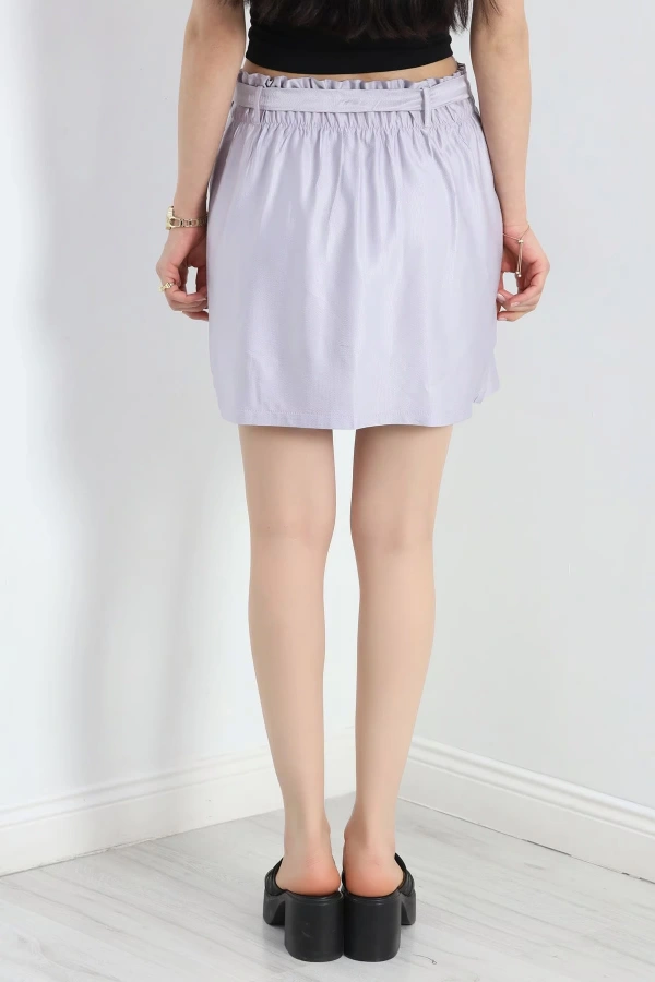 Kadın Kuşaklı Mini Etek Duman Gri Renk