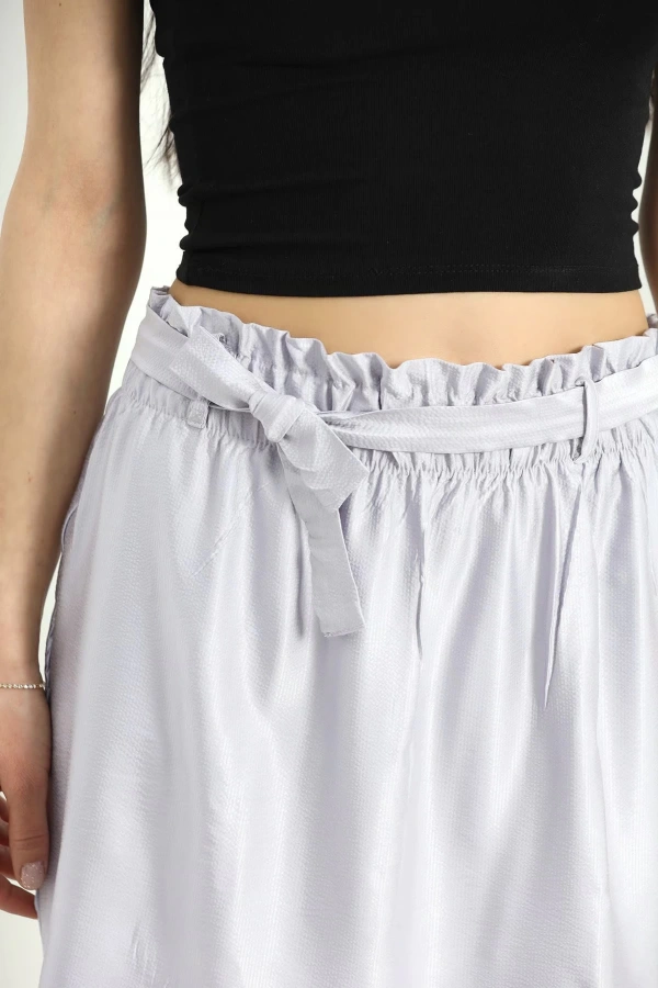 Kadın Kuşaklı Mini Etek Duman Gri Renk