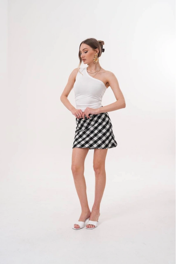 Kadın Tek Omuz Body Beyaz Renk