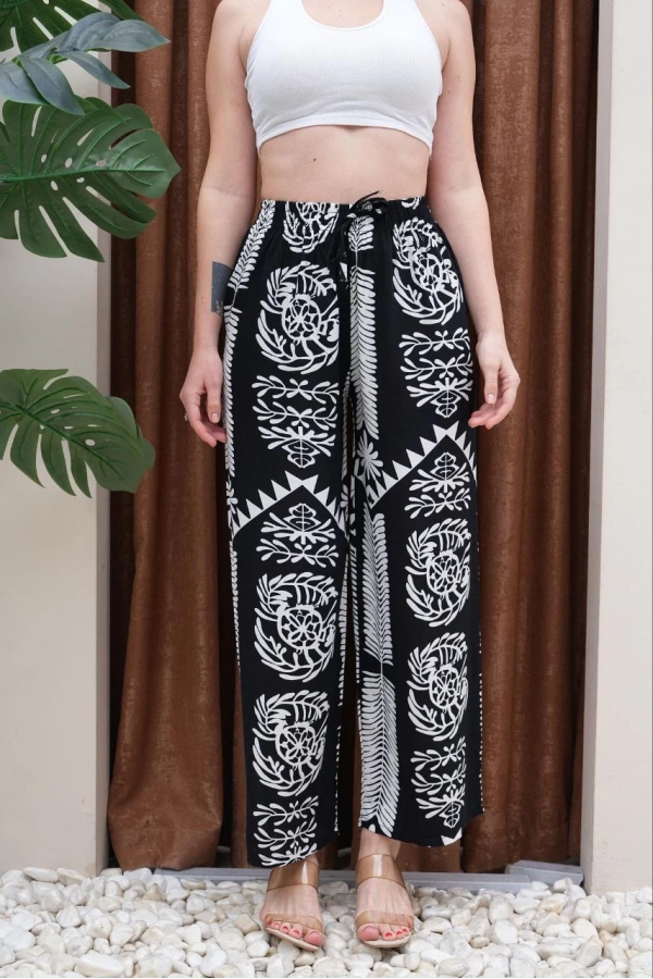 Kadın Viskon Kumaş Siyah Renk Yazlık Pantolon