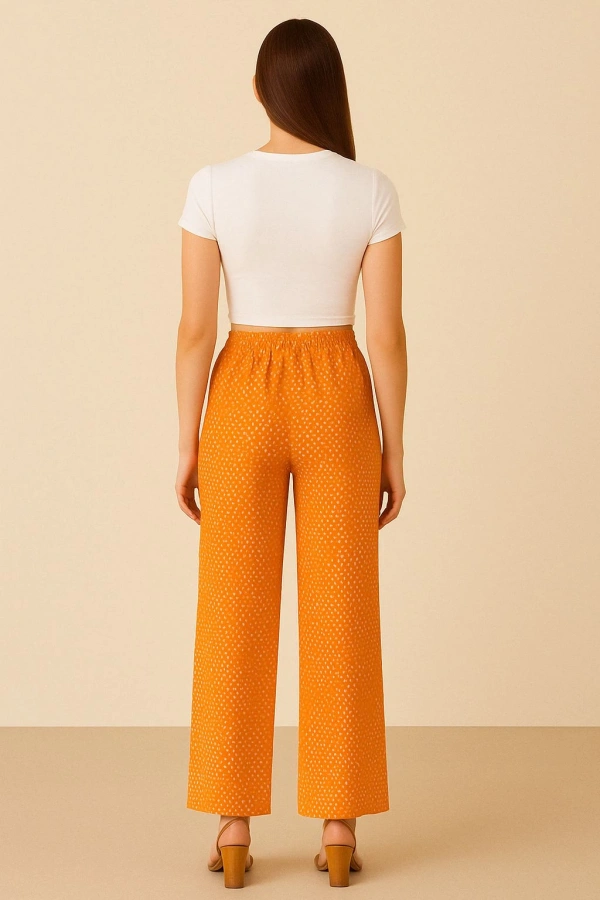 Kadın Yazlık Pantolon Viskon Kumaş Turuncu Renk