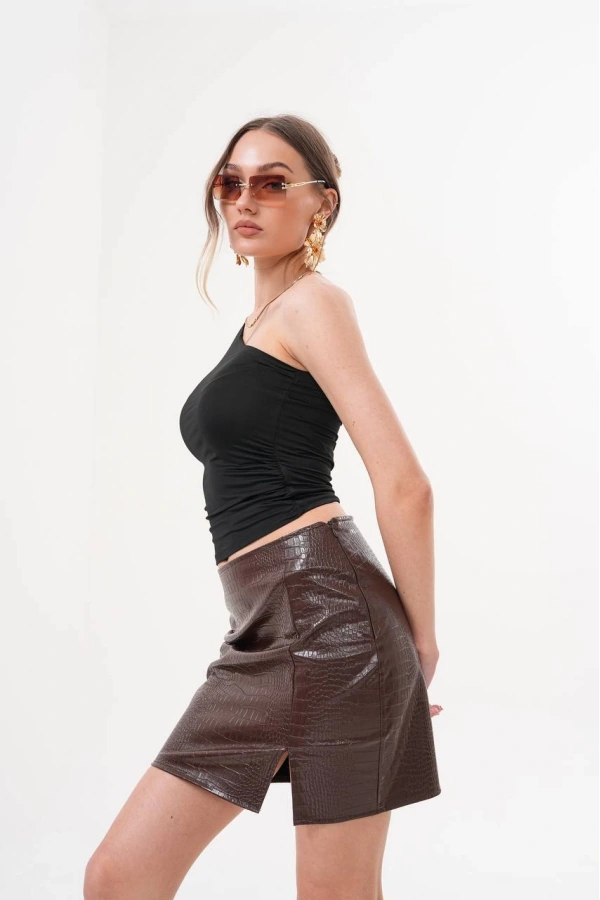 Tek Omuz Bayan Body Siyah Renk