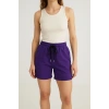 Kadın Şort Cepli Mor Renk