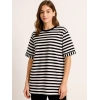 Kadın Tişört Kısa Kol Siyah Beyaz Çizgili