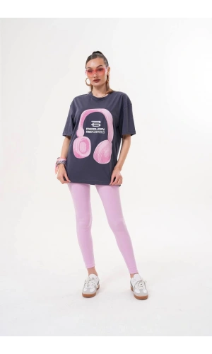 Kadın Oversize T-Shirt Ön Yüz Baskılı