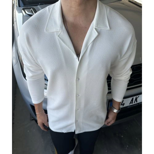 Yarım Oversize Crap Gömlek Beyaz