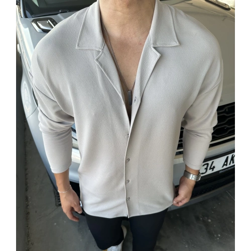 Yarım Oversize Crap Gömlek Gri