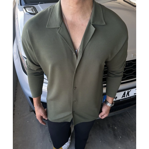 Yarım Oversize Crap Gömlek Haki