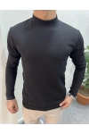 Crap Yarım Balıkçı Slim Fit Sweatshirt Siyah