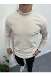 Yarım Balıkçı İçi Şardonlu Pamuk Slim Fit Sweatshirt Bej