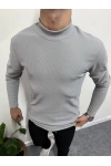 Yarım Balıkçı İçi Şardonlu Pamuk Slim Fit Sweatshirt Gri