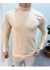 Crap Yarım Balıkçı Slim Fit Sweatshirt Bej