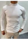 Crap Yarım Balıkçı Slim Fit Sweatshirt Beyaz