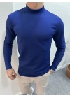 Crap Yarım Balıkçı Slim Fit Sweatshirt Mavi