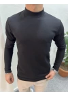 Crap Yarım Balıkçı Slim Fit Sweatshirt Siyah