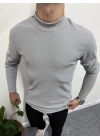 Yarım Balıkçı İçi Şardonlu Pamuk Slim Fit Sweatshirt Gri