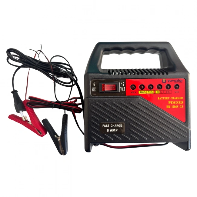 Akü Şarj Cihazı 6V-12V 6A – Otomatik Akıllı Akü Şarj Aleti