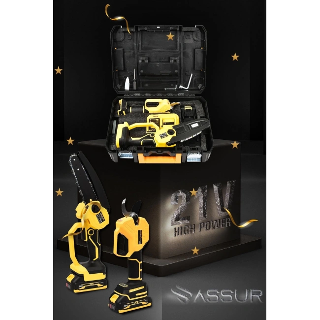 Assur 2’li Set Budama Takımı – 18V Çift Akülü Makas ve Testere