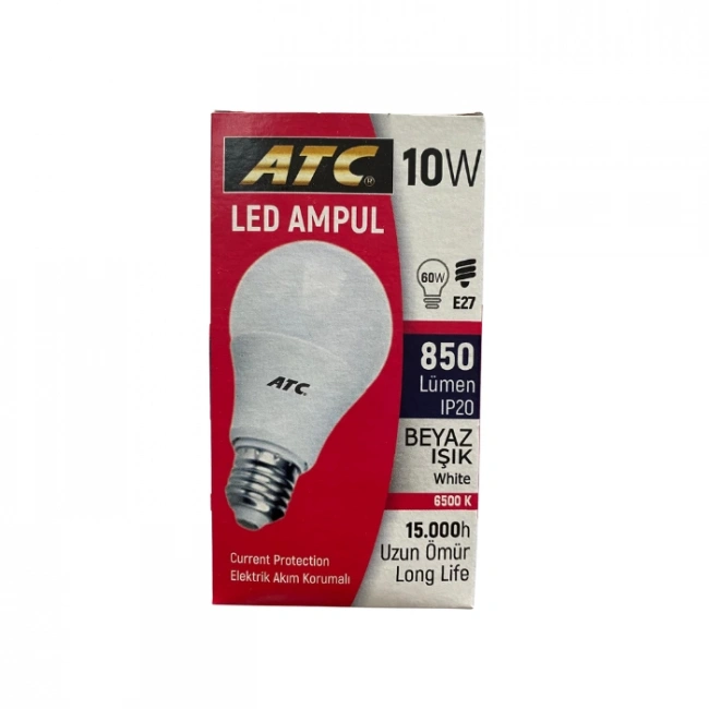 ATC 10W LED Ampül – E27 Duy, Beyaz Işık, Enerji Tasarruflu