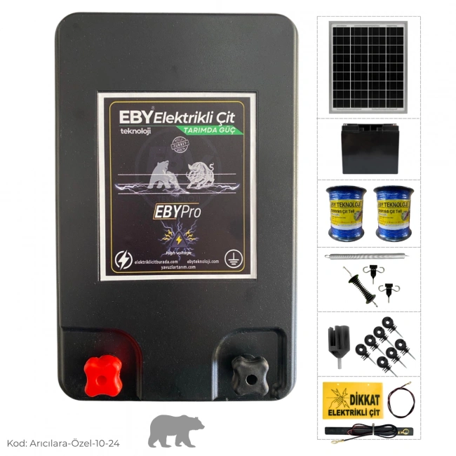 EBY 10 Dönüm Güneş Enerjili Ayı Kovucu Arıcı Seti 24Ah