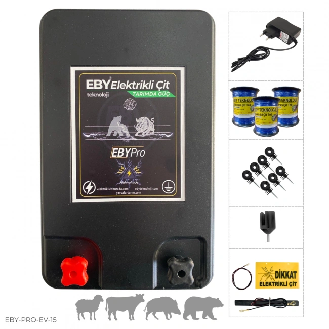 EBY 15 Dönüm Ev Elektrikli Adaptörlü Elektrikli Çit Seti