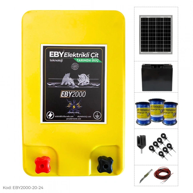 EBY 20 Dönüm Güneş Enerjili Elektrikli Çit Seti 24Ah Akü