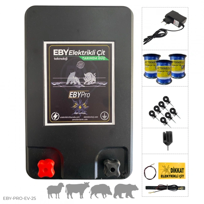 EBY 25 Dönüm Ev Elektrikli Adaptörlü Elektrikli Çit Seti