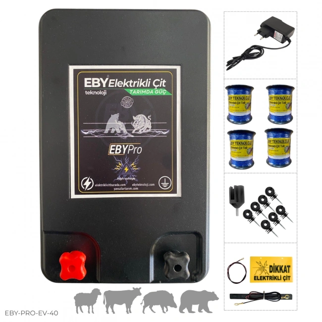EBY 40 Dönüm Ev Elektrikli Adaptörlü Elektrikli Çit Seti