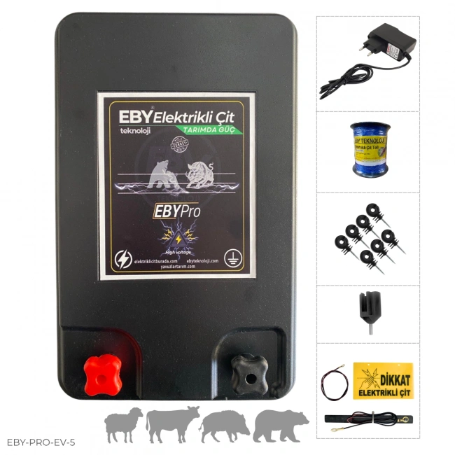 EBY 5 Dönüm Ev Elektrikli Adaptörlü Elektrikli Çit Seti