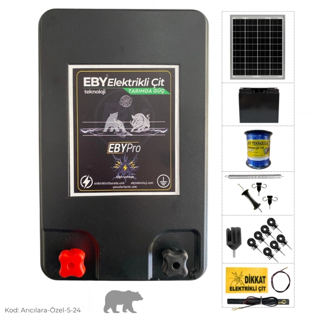 EBY 5 Dönüm Güneş Enerjili Ayı Kovucu Arıcı Seti 24Ah