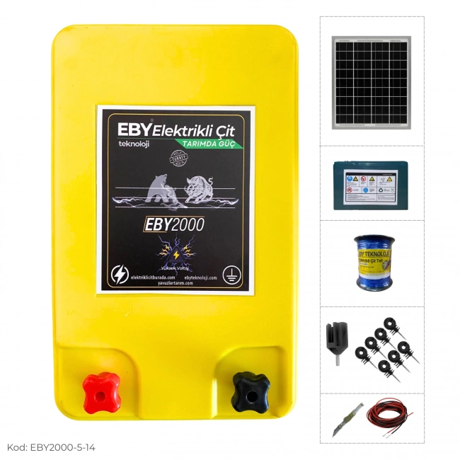 EBY 5 Dönüm Güneş Enerjili Elektrikli Çit Seti – 14Ah Akü