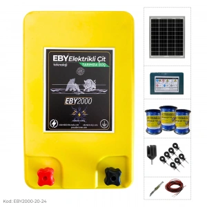 EBY 20 Dönüm Güneş Enerjili Elektrikli Çit Seti 14Ah Akü
