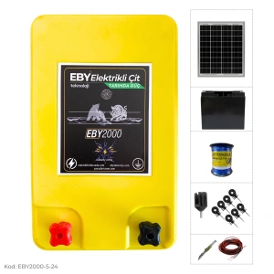 EBY 5 Dönüm Güneş Enerjili Elektrikli Çit Seti – 24Ah Akü