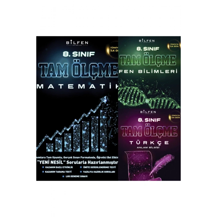 BİLFEN 8.SINIF MATEMATİK-FEN.BİL.-TÜRKÇE TAM ÖLÇME SETİ+KİTAP