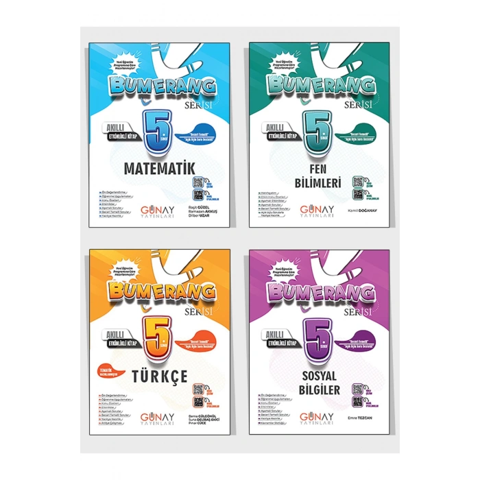 2025 5. Sınıf Günay Yayınları Bumerang Serisi Konu Anlatımlı ve Etkinlikli Soru Bankası 4lü Set