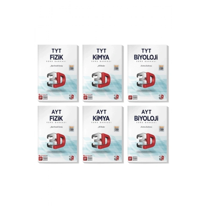 3d 2022 Tyt Ayt Fizik Kimya Biyoloji Soru Bankası Seti (6 Kitap)