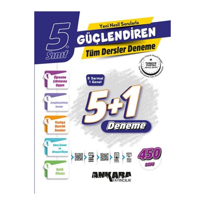 5.Sınıf Ankara Güçlendiren 5+1 Tüm Dersler Deneme / 5 Sarmal 1 Genel Deneme / 450 Soru / YENİİİ