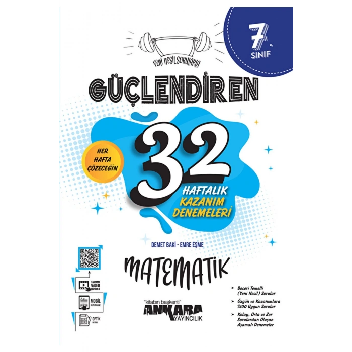 7. Sınıf Güçlendiren 32 Haftalık Matematik Kazanım Denemeleri / Ankara Yayıncılık / 9786258149340