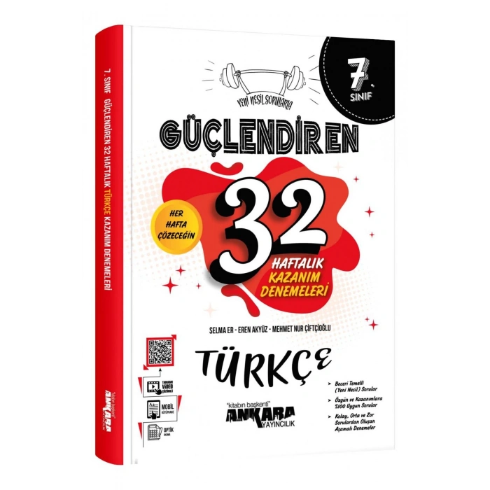 7. Sınıf Güçlendiren 32 Haftalık Türkçe Kazanım Denemeleri
