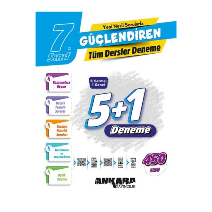 7.Sınıf Ankara Güçlendiren 5+1 Tüm Dersler Deneme / 5 Sarmal 1 Genel Deneme / 450 Soru