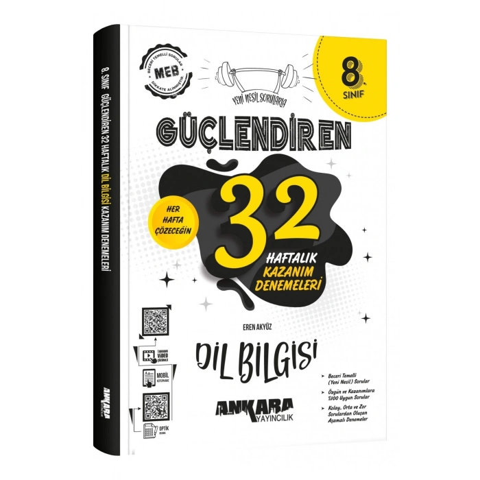 8. Sınıf Güçlendiren 32 Haftalık Dil Bilgisi Kazanım Denemeleri