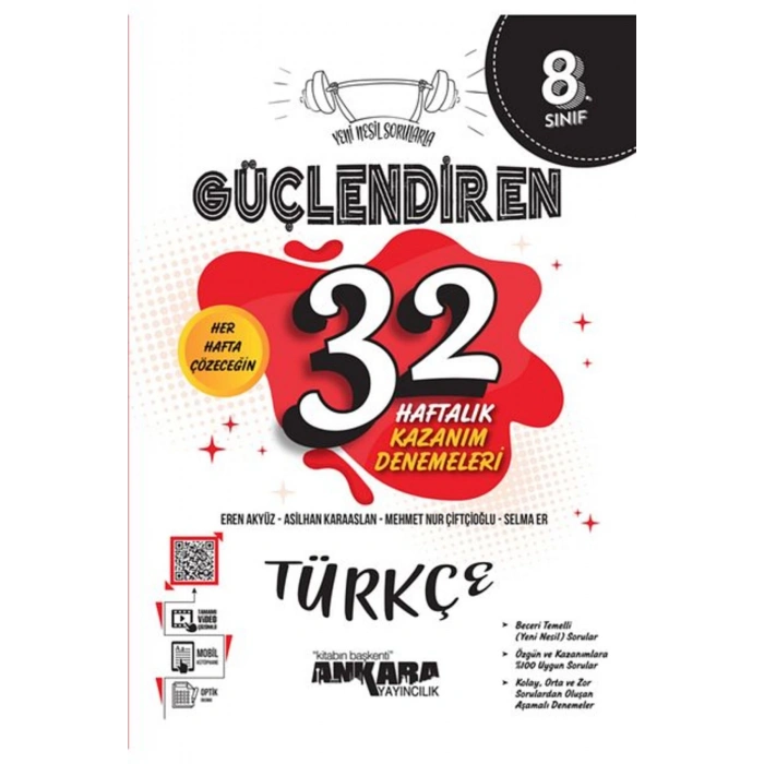 8. Sınıf Güçlendiren 32 Haftalık Türkçe Kazanım Denemeleri