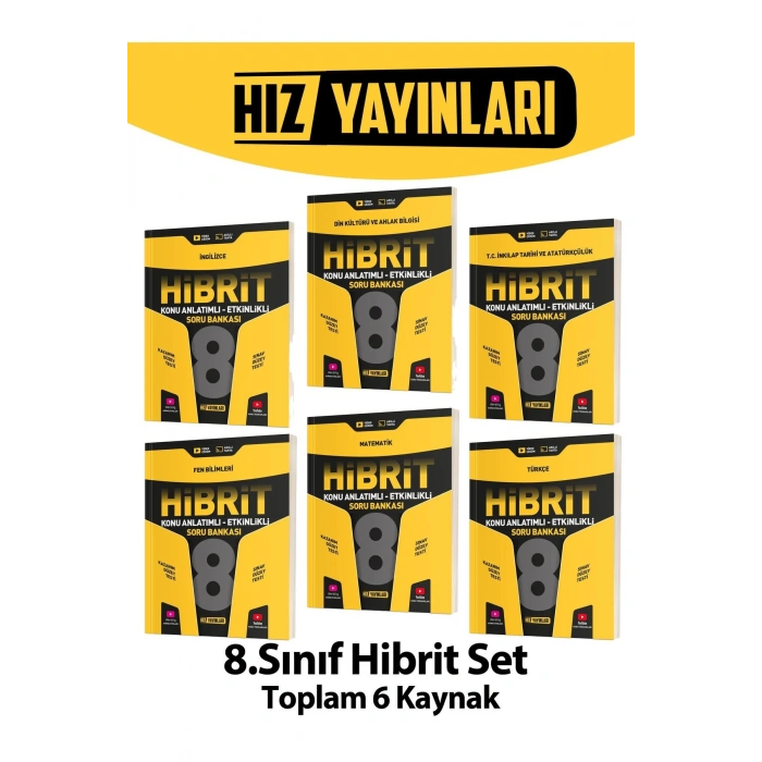 8. Sınıf Hibrit Tüm Dersler Soru Bankası Seti - Türkçe-Matematik-Fen-Din-İngilizce-İnkılap