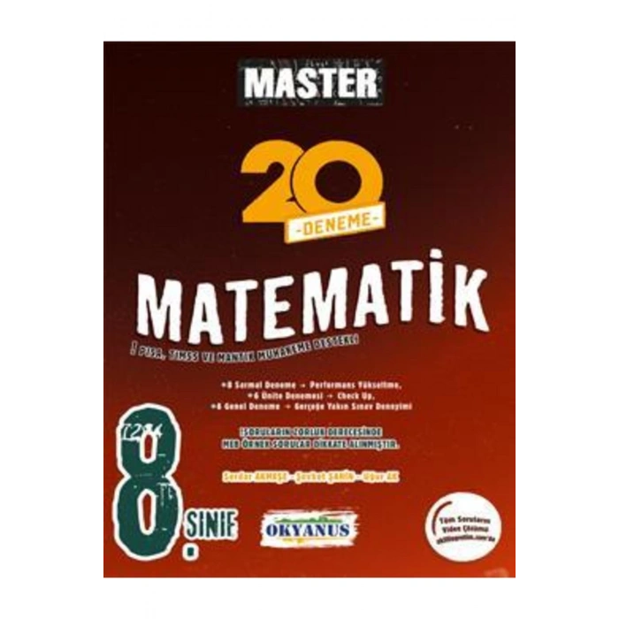 8. Sınıf Master 20 Matematik Denemesi Okyanus Yayınları