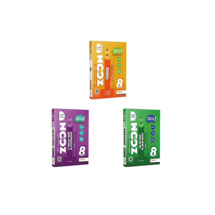 8. Sınıf Türkçe, Sosyal Bilgiler ve Din Kültürü ve Ahlak Bilgisi Zoom Soru Bankası
