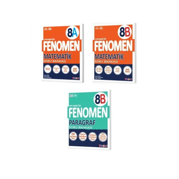 8.Sınıf Fenomen A Matematik + B Matematik + B Paragraf Soru Bankası Seti