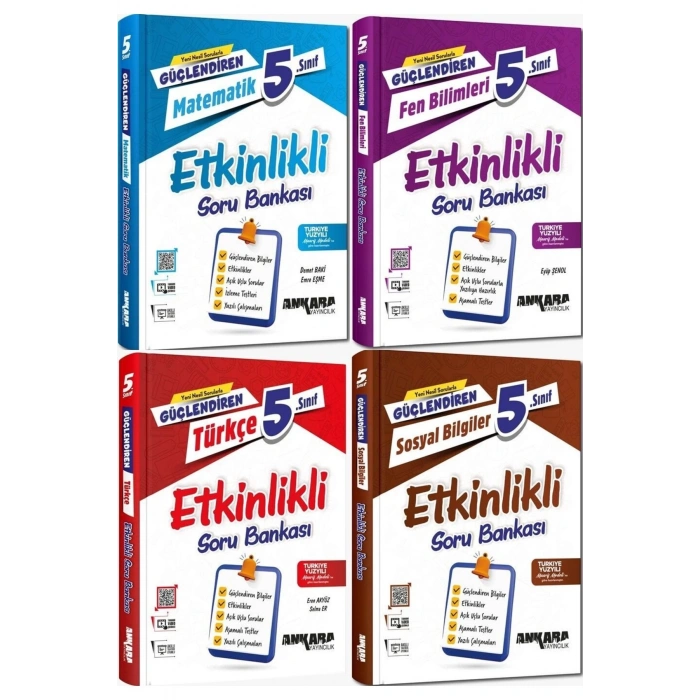 Ankara 2025 5. Sınıf Matematik + Türkçe + Fen + Sosyal Güçlendiren Etkinlikli Soru Seti 4 Kitap Günc